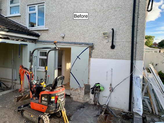 Before — conservatory and rear extension removal project