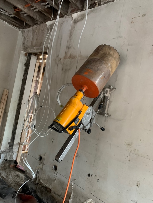 Diamond core drill in concrete wall — FB Coring, Kildare
